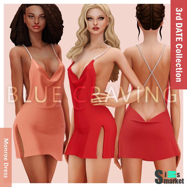 платье с вырезом для Симс 4. Скачать мод