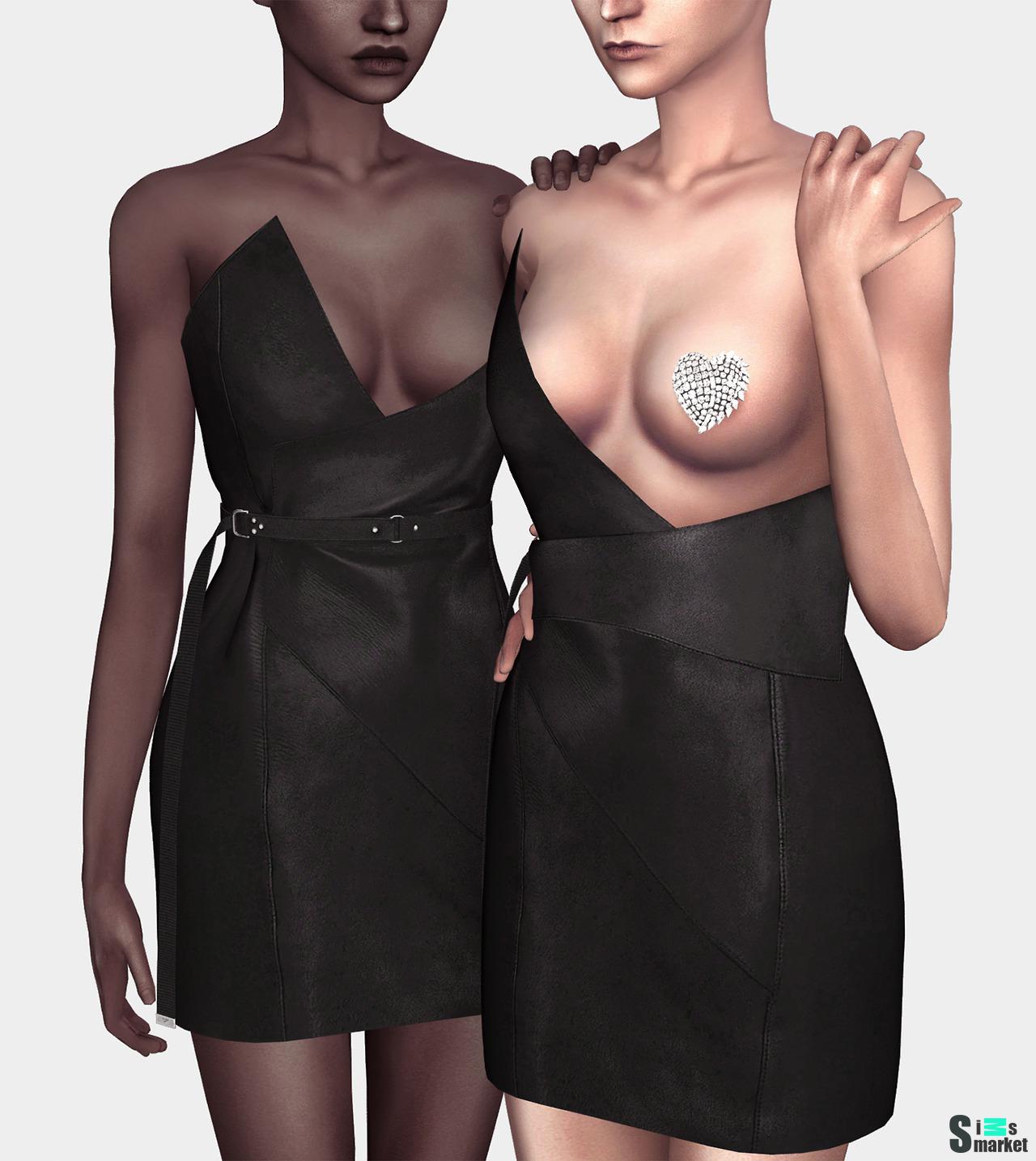 Платье "Saint Laurent Leather Dress / Skirt" для Симс 4. Скачать мод Платье "Saint Laurent Leather Dress / Skirt" для Симс 4. Скачать мод