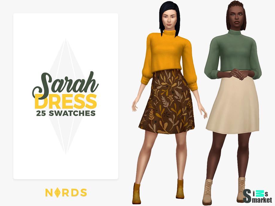 Платье Sarah by Nords для Симс 4. Скачать мод
