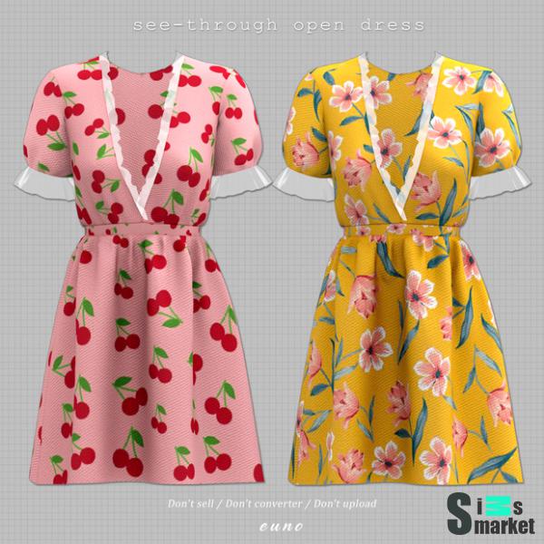 Платье see-through by eunosims для Симс 4. Скачать мод