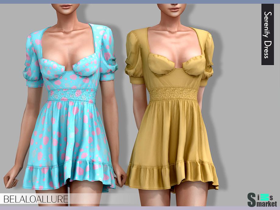 Платье Serenity by belal1997 для Симс 4. Скачать мод