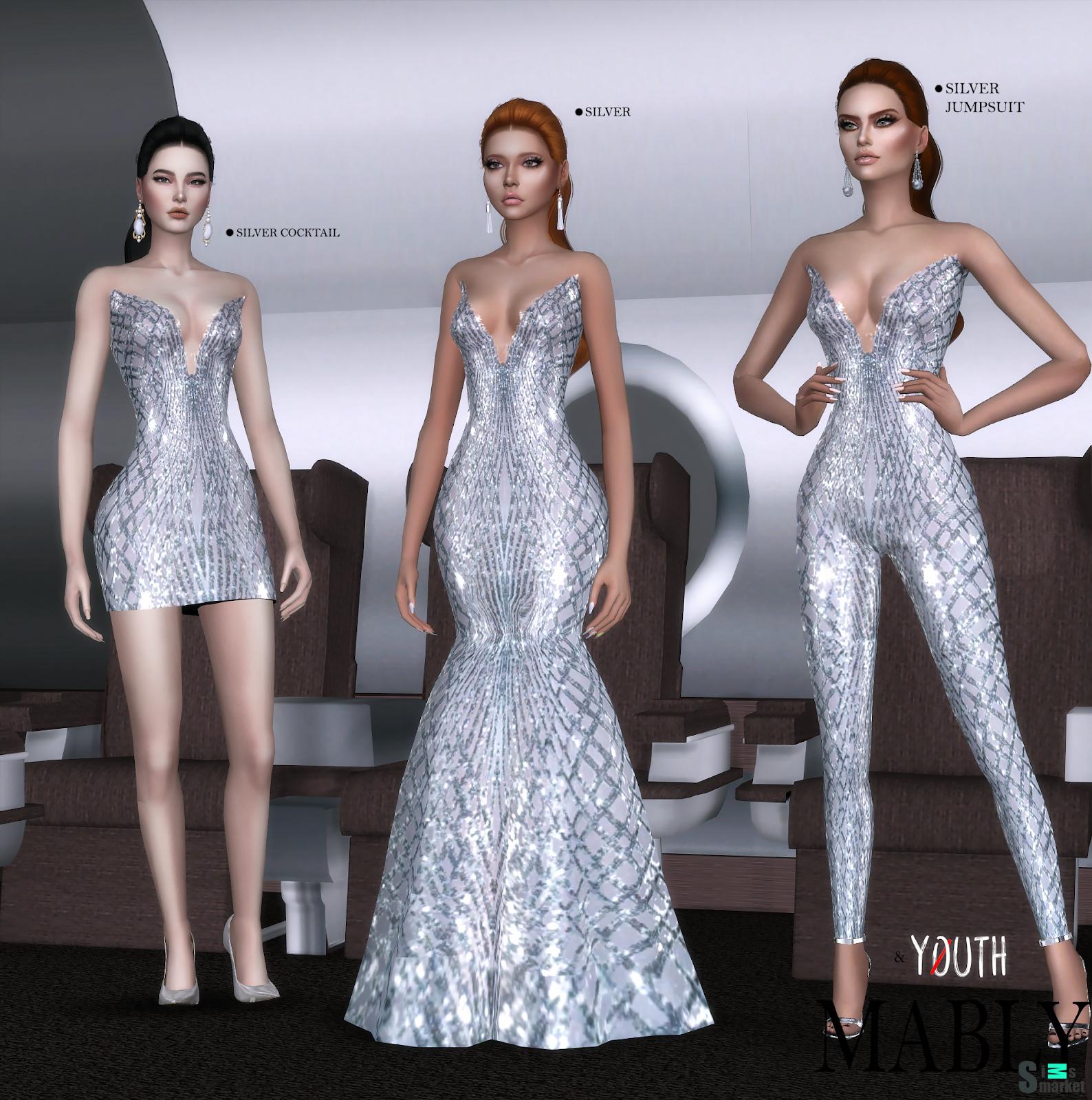 Платье Silver для Симс 4. Скачать мод