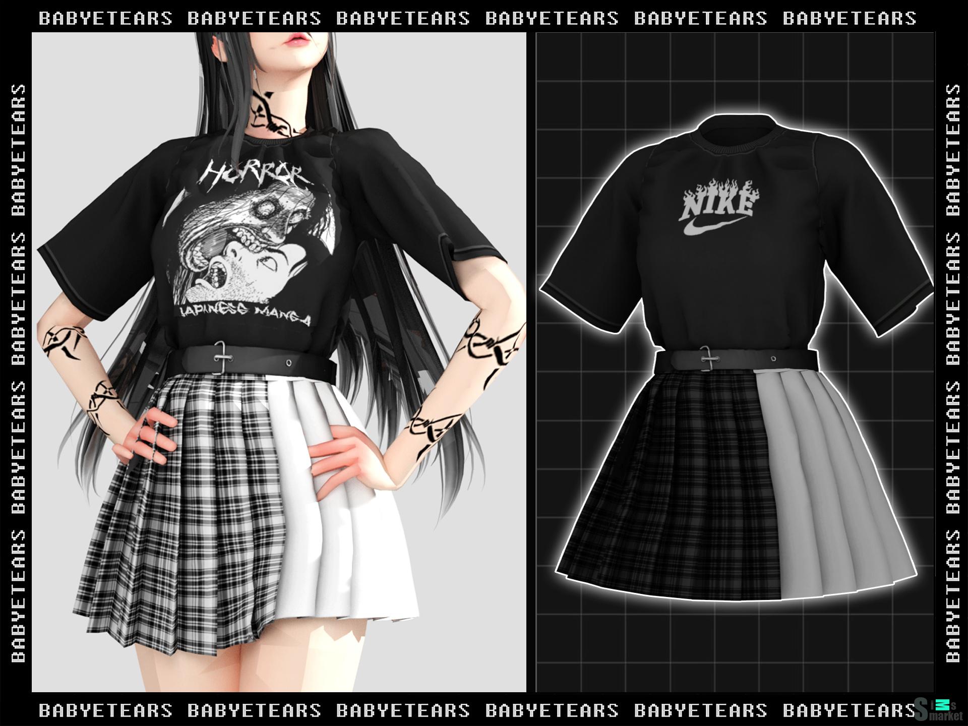 Платье Simply and cute outfit by Babyetears для Симс 4. Скачать мод