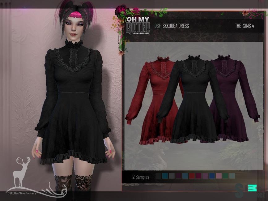 Платье SKKUGGA by DanSimsFantasy для Симс 4. Скачать мод