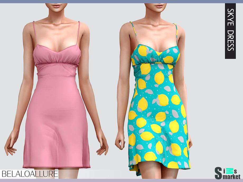 Платье Skye by belal1997 для Симс 4. Скачать мод
