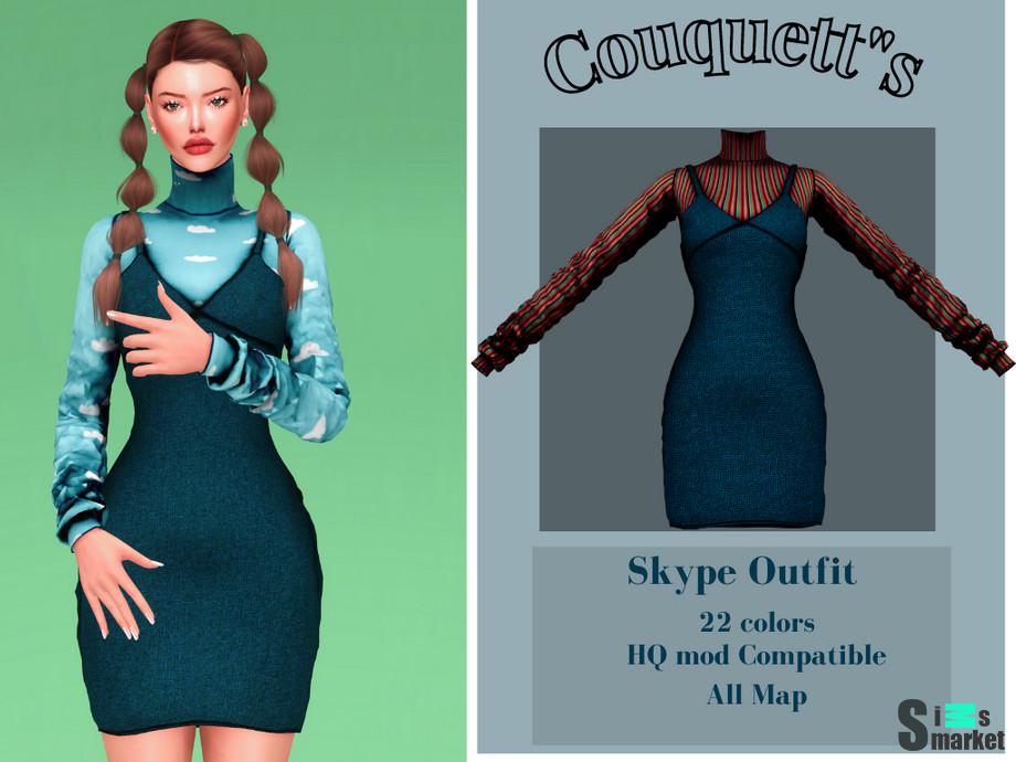 Платье Skyper by couquett для Симс 4. Скачать мод