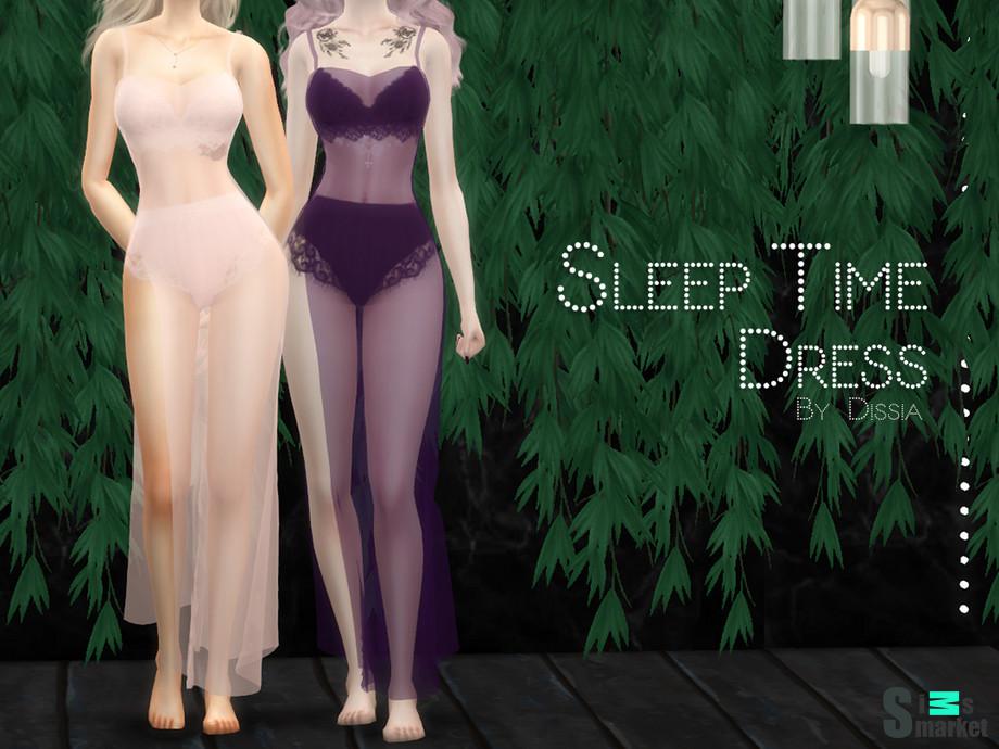 Платье Sleep Time by Dissia  для Симс 4. Скачать мод
