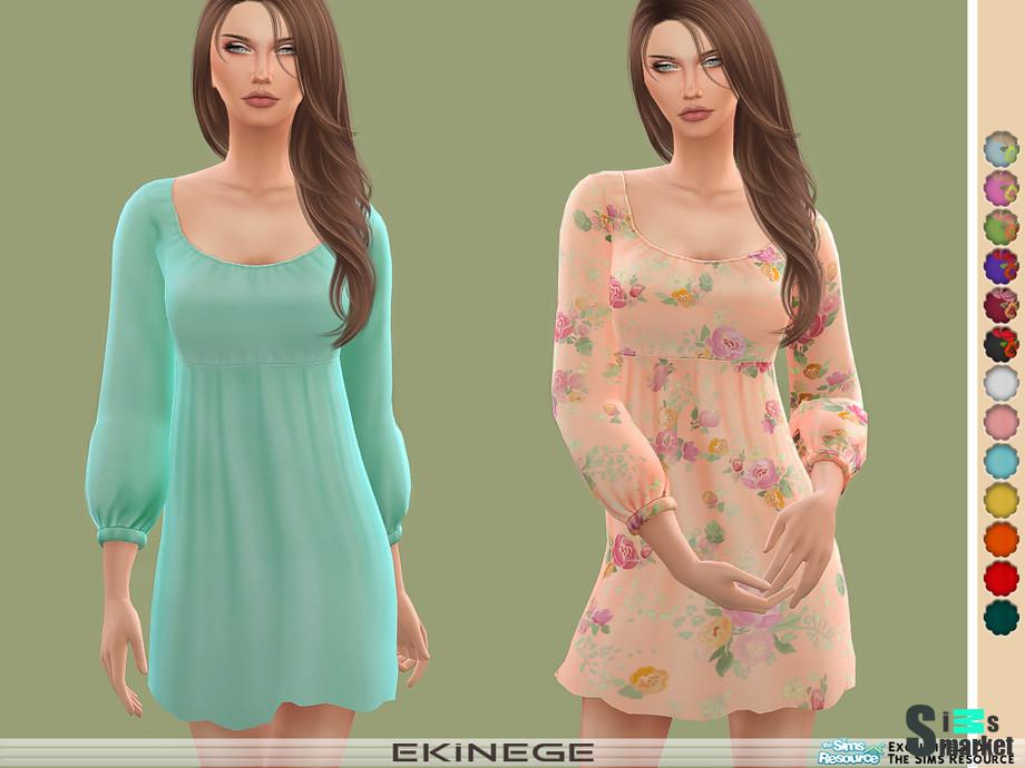 Платье Sleeve by ekinege для Симс 4. Скачать мод