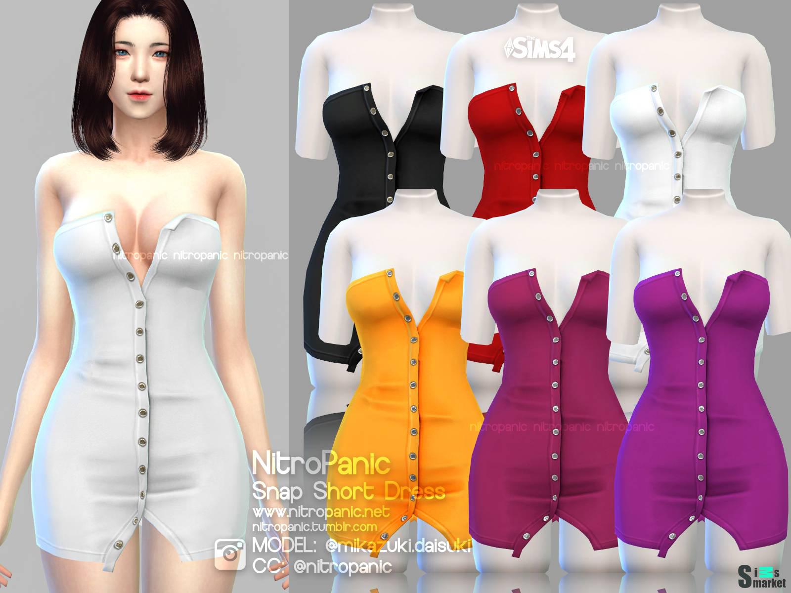 Платье "Snap Dress" для Симс 4 для Симс 4. Скачать мод