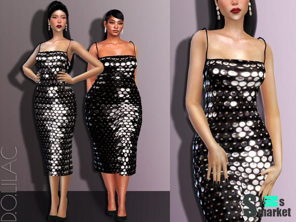Платье со стразами by D.O.Lilac для Симс 4. Скачать мод