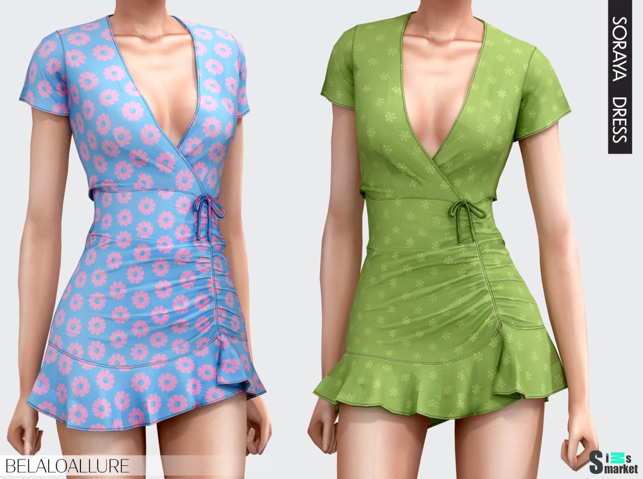 Платье "Soraya dress" BELALOALLURE для Симс 4. Скачать мод