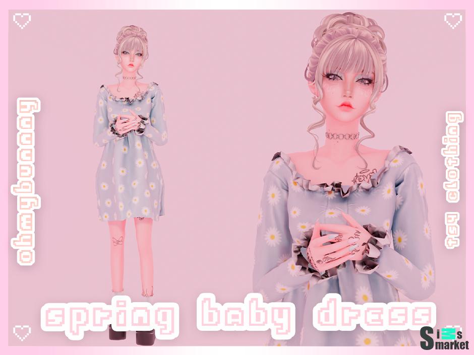 Платье spring baby by ohmybunnny2 для Симс 4. Скачать мод