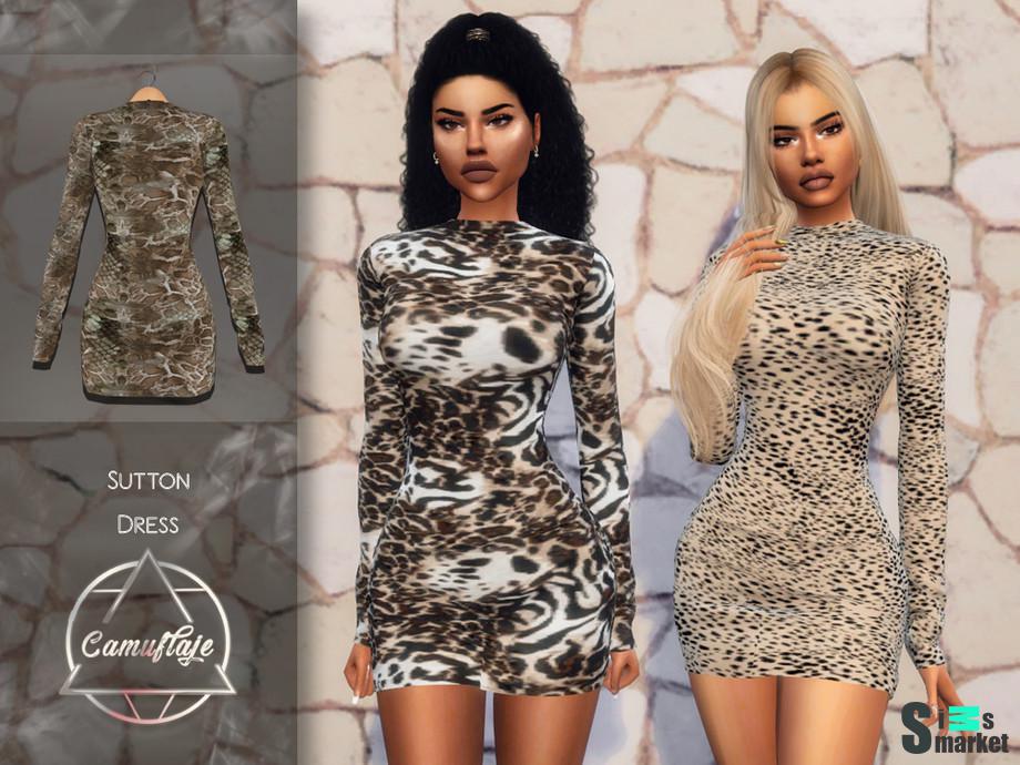 Платье Sutton by Camuflaje для Симс 4. Скачать мод