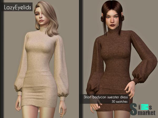Платье-свитер by lazyeyelids для Симс 4. Скачать мод