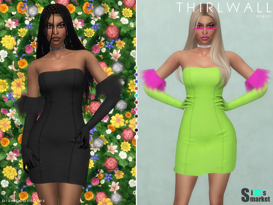 Платье THIRLWALL by Plumbobs n Fries для Симс 4. Скачать мод