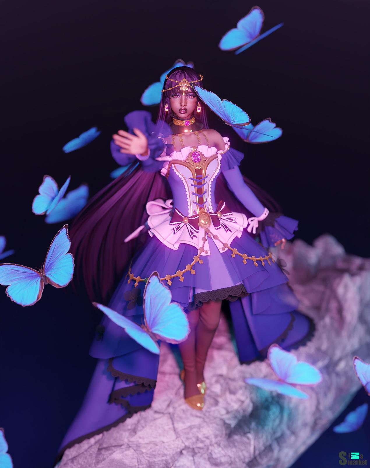 Платье  Time Princess - Cyrus Flair для Симс 4. Скачать мод