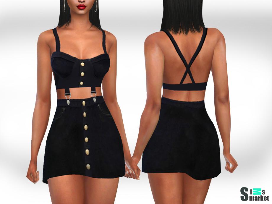 Платье Two Piece by Saliwa для Симс 4. Скачать мод