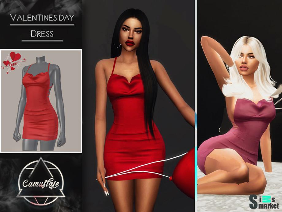 Платье Valentines Day by Camuflaje для Симс 4. Скачать мод