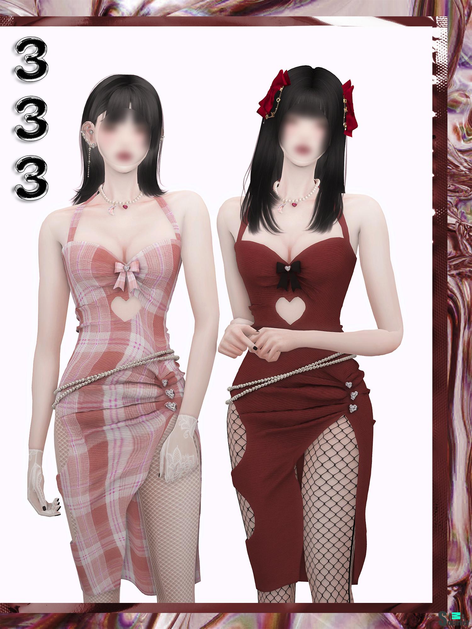 Платье "Valentine's Day Dress" by  san33sims для Симс 4. Скачать мод