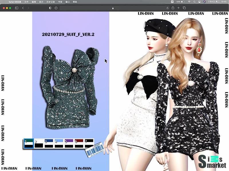 Платье VER.2 by LIN_DIAN для Симс 4. Скачать мод