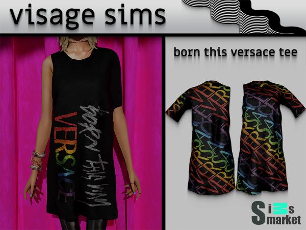 Платье versace by visagesims для Симс 4. Скачать мод