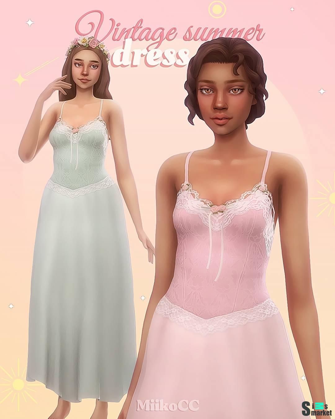 Платье "Vintage summer dress" для Симс 4 для Симс 4. Скачать мод Платье "Vintage summer dress" для Симс 4 для Симс 4. Скачать мод