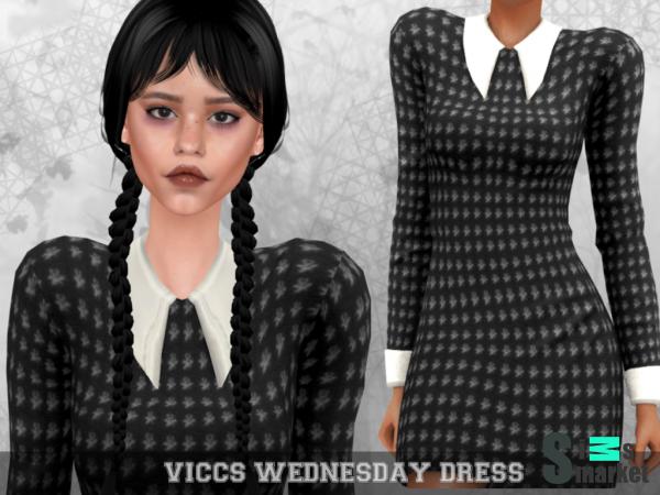 Платье wednesday by viccs для Симс 4. Скачать мод