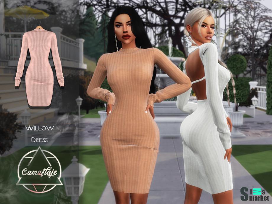 Платье Willow by Camuflaje для Симс 4. Скачать мод