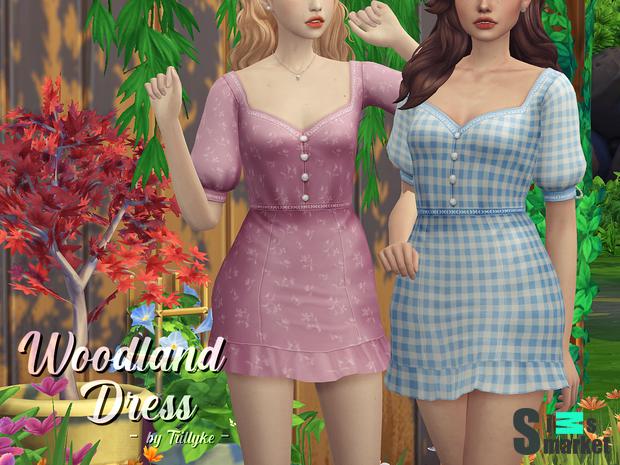 Платье Woodland by Trillyke для Симс 4. Скачать мод
