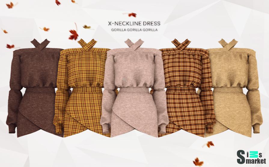 Платье X-Neckline by gorrx3 для Симс 4. Скачать мод