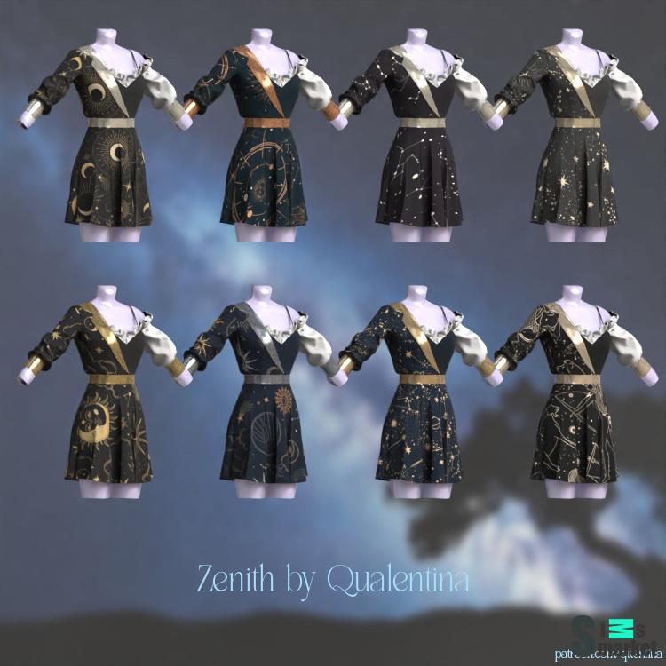 Платье Zenith by Qualentina для Симс 4. Скачать мод