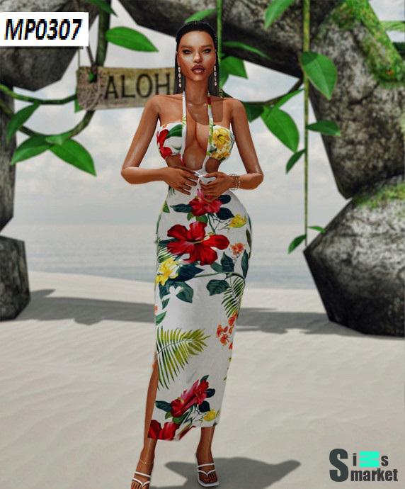 Платье женское для пляжа для Симс 4. Скачать мод