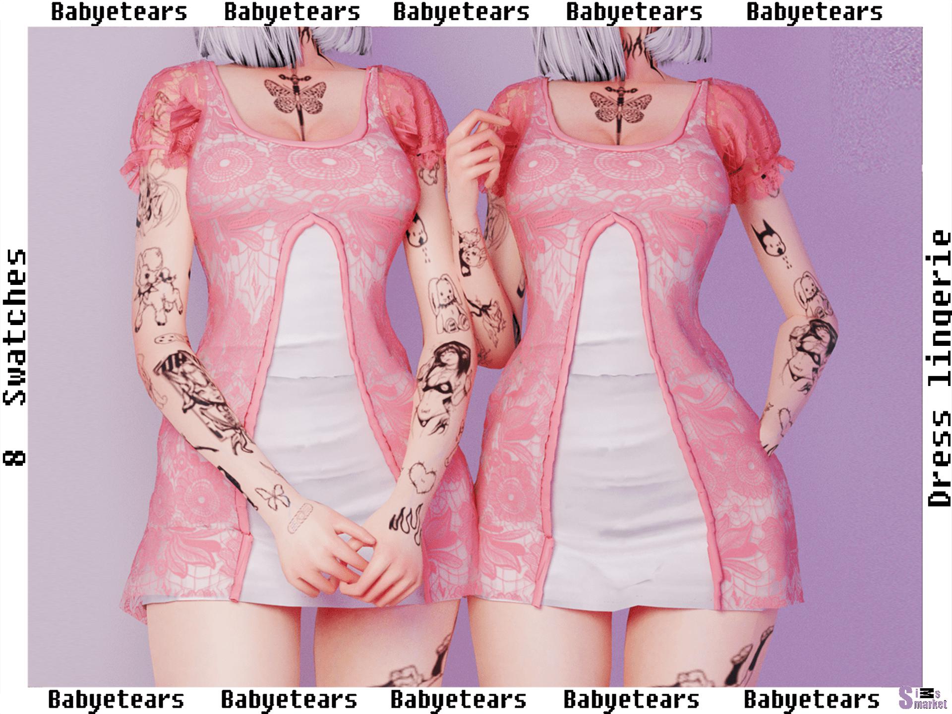 Платье ♡Lingerie by ♡B a b y e t e a r s♡ для Симс 4. Скачать мод