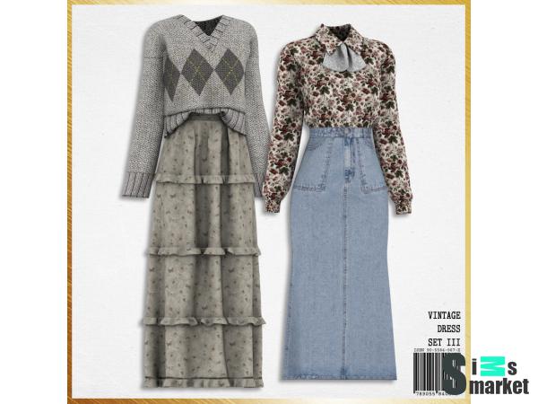 Платье ﻿vintage by mirosims2020 для Симс 4. Скачать мод
