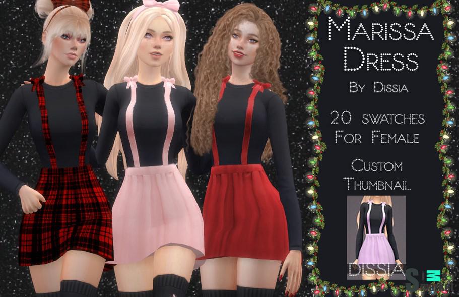 Платья Marissa by Dissia для Симс 4. Скачать мод