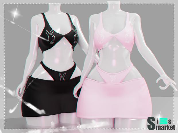 Playboyoutfit от babyetears для Симс 4. Скачать мод