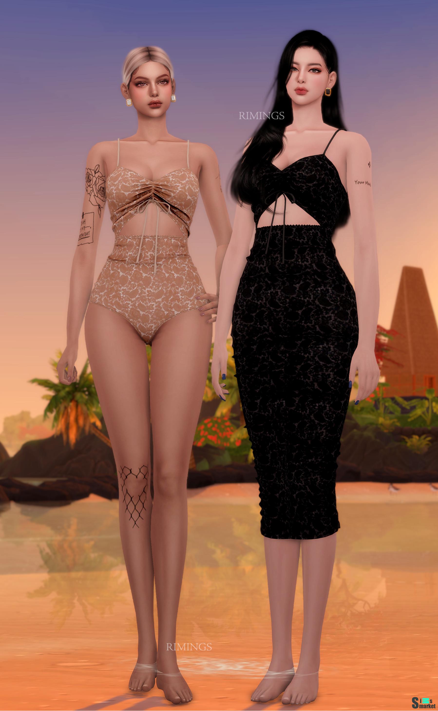 Пляжная коллекция для симочек "Summer Poison Beachwear Set" для Симс 4. Скачать мод