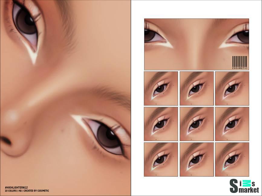 Подводка для глаз "Inner Corner Highlighter 12" для Симс 4 для Симс 4. Скачать мод