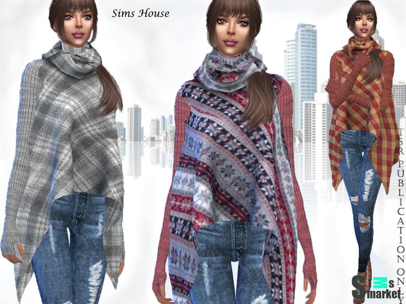Poncho от Sims House для Симс 4. Скачать мод