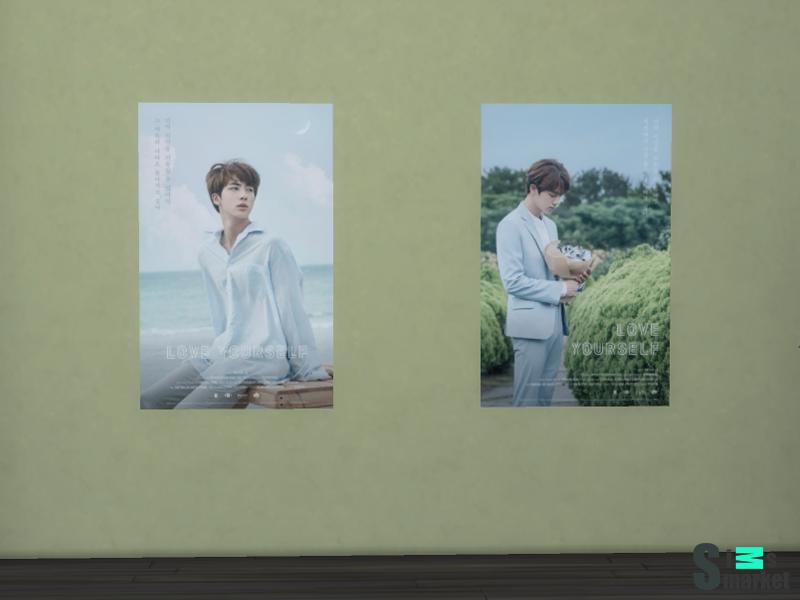Постер BTS Jin by mariasxch для Симс 4. Скачать мод