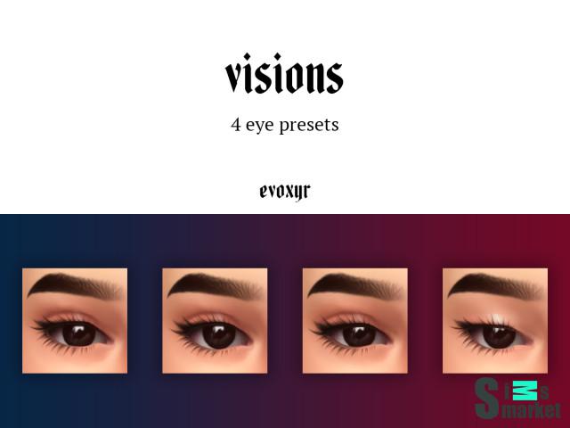 Пресеты для глаз visions ; eye presets by evoxyr для Симс 4. Скачать мод