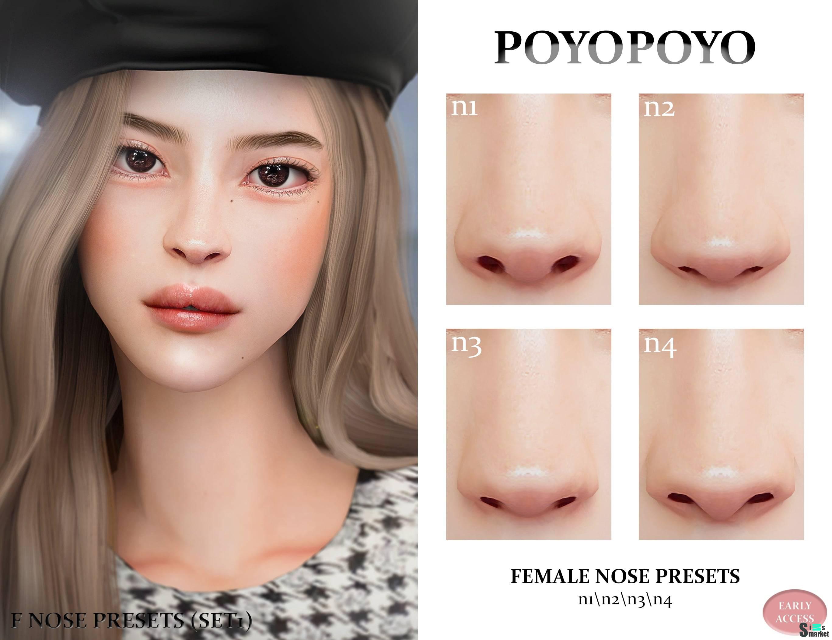 Пресеты для носа "Female Nose Presets (Set1)" для Симс 4 для Симс 4. Скачать мод