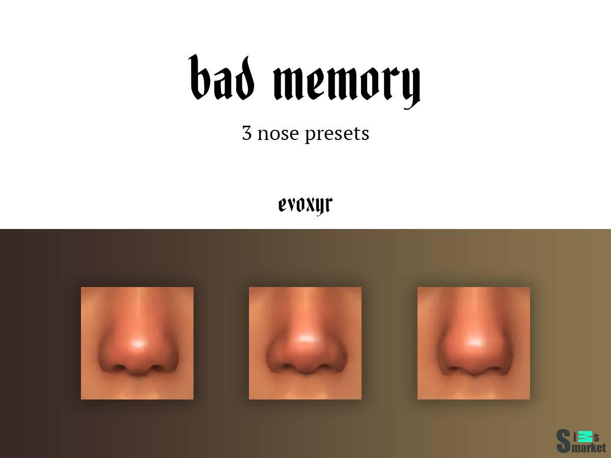 Пресеты носа "bad memory nose presets" для Симс 4 для Симс 4. Скачать мод