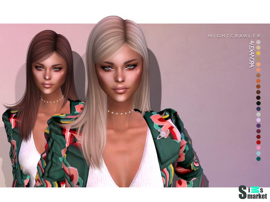 Прическа Alexandra by Nightcrawler Sims для Симс 4. Скачать мод