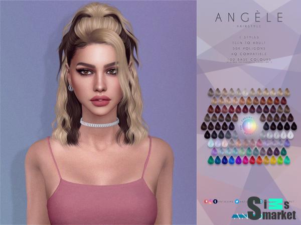 Прическа angèle by antosims для Симс 4. Скачать мод
