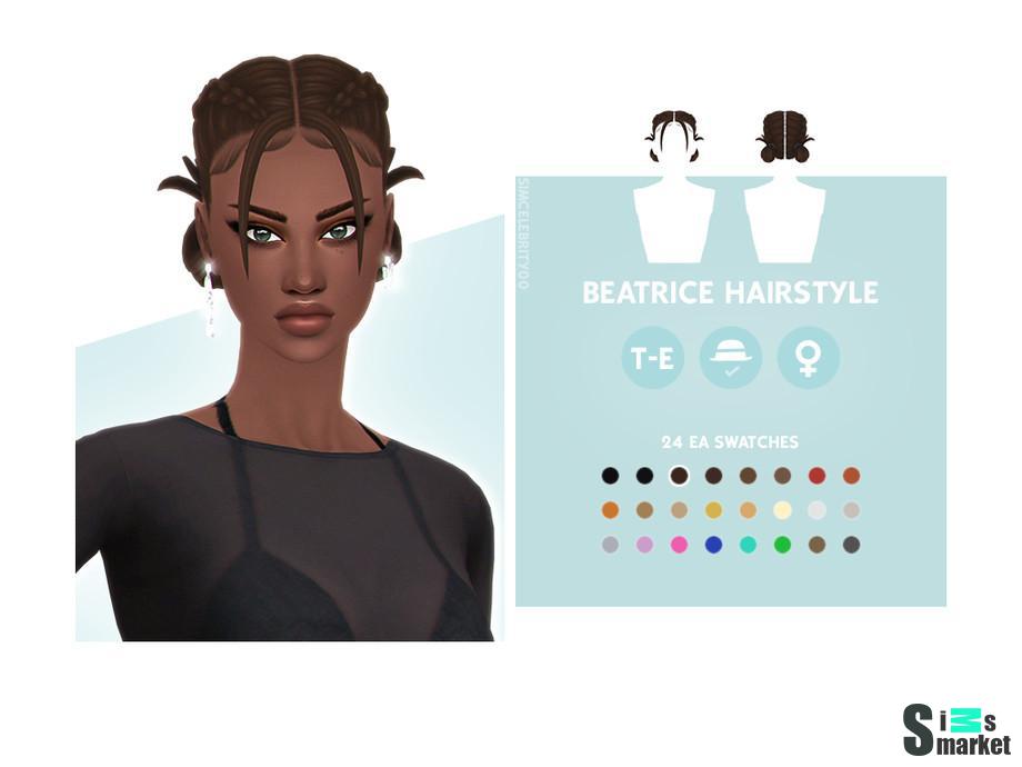 Прическа Beatrice  для Симс 4. Скачать мод