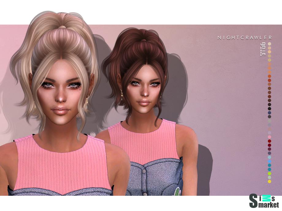 Прическа Belle by Nightcrawler Sims для Симс 4. Скачать мод