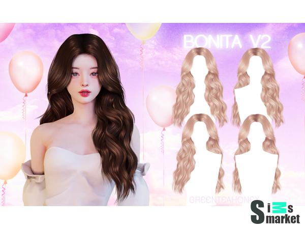 Прическа bonita v2 by greenteahoney для Симс 4. Скачать мод