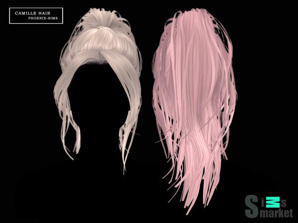 Прическа camille by phoenixsims4 для Симс 4. Скачать мод