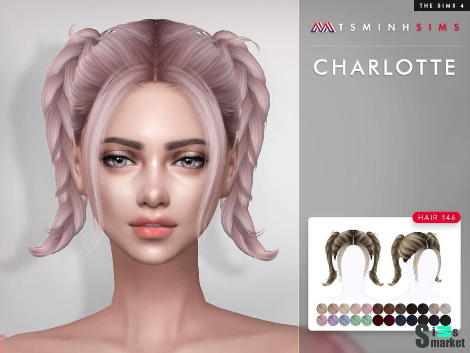 Прическа Charlotte by TsminhSims для Симс 4. Скачать мод